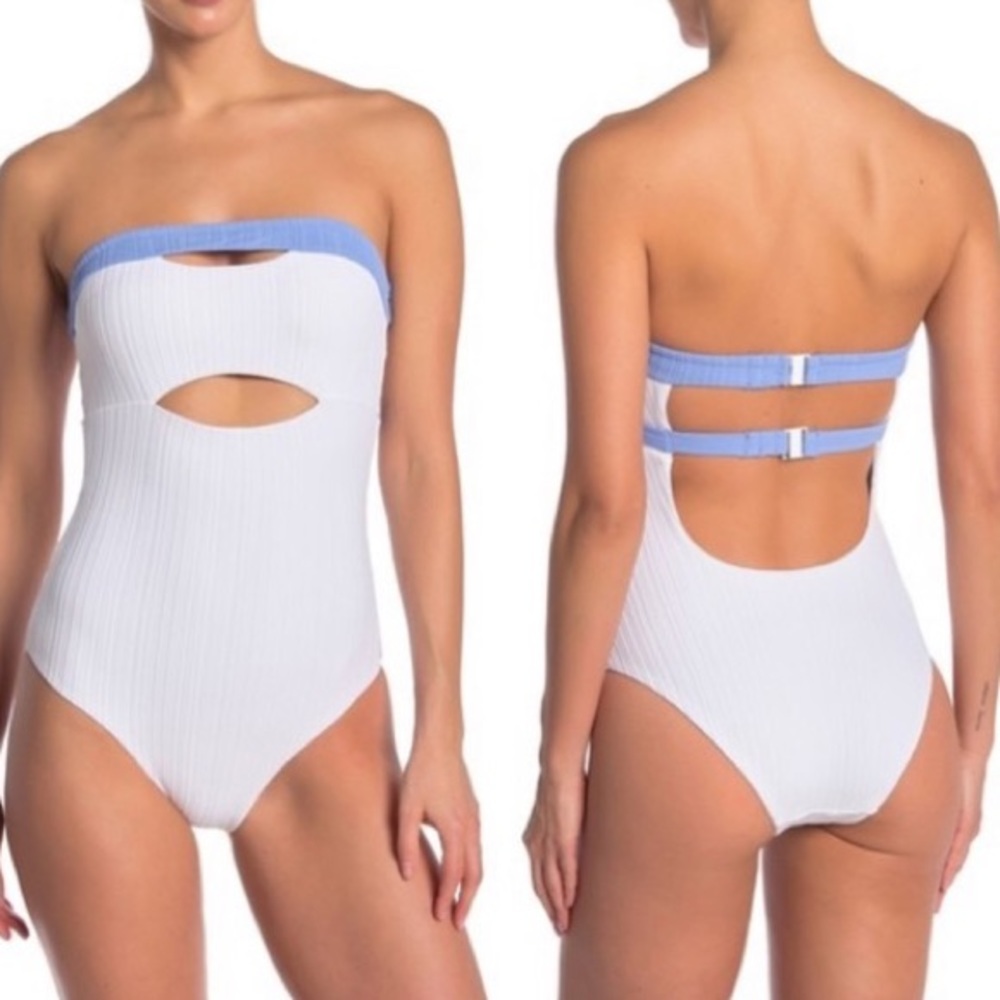 Onia strapless ribbed swimsuit